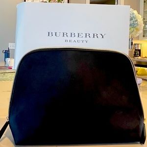 Burberry Beauty Faux Leather black cosmetics bag. New in box.